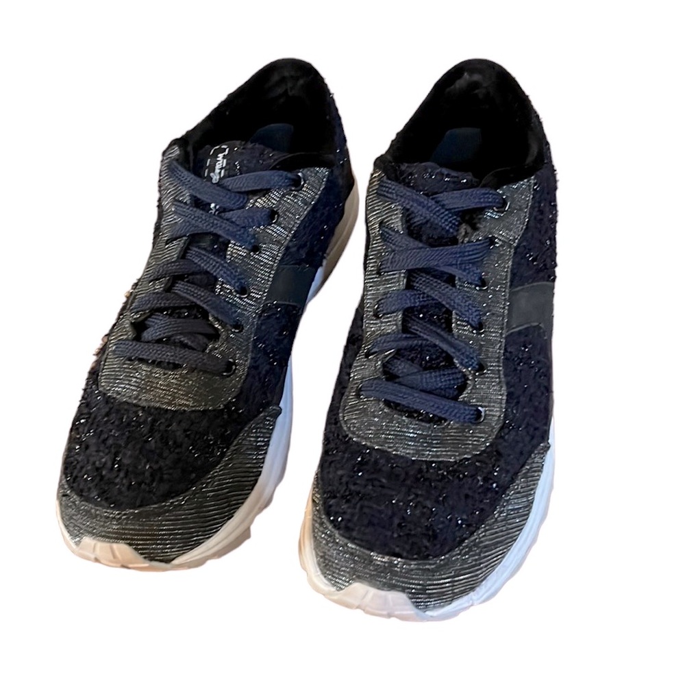 Sam Edelman Women's Shoes Dax Lace Up Fashion Sneakers Two-Tone Metallic Blue
